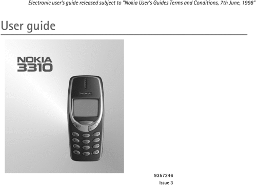 Product picture Nokia 3310 Manual 